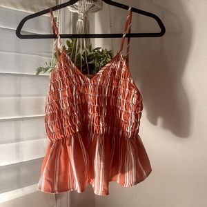 Coral and white crop top